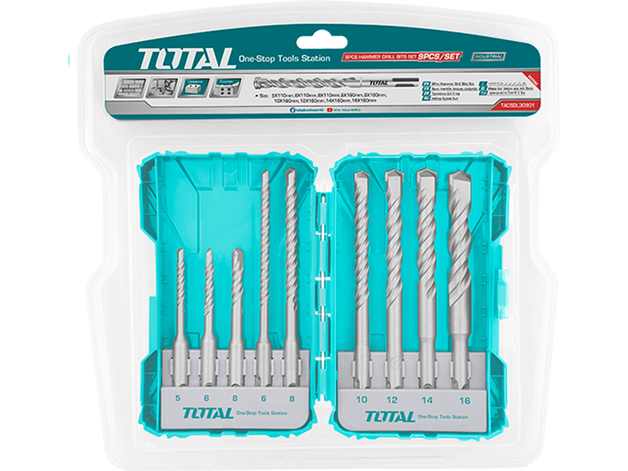 Matkap uçları, 9'lu set, SDS Plus, endüstriyel Matkap uçları, 9'lu set, SDS Plus, endüstriyel