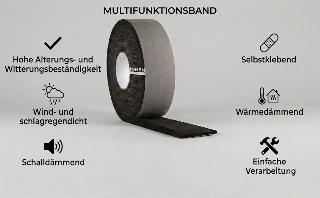 Çok fonksiyonlu sızdırmazlık bandı 65/15-30 mm, siyah, 3m