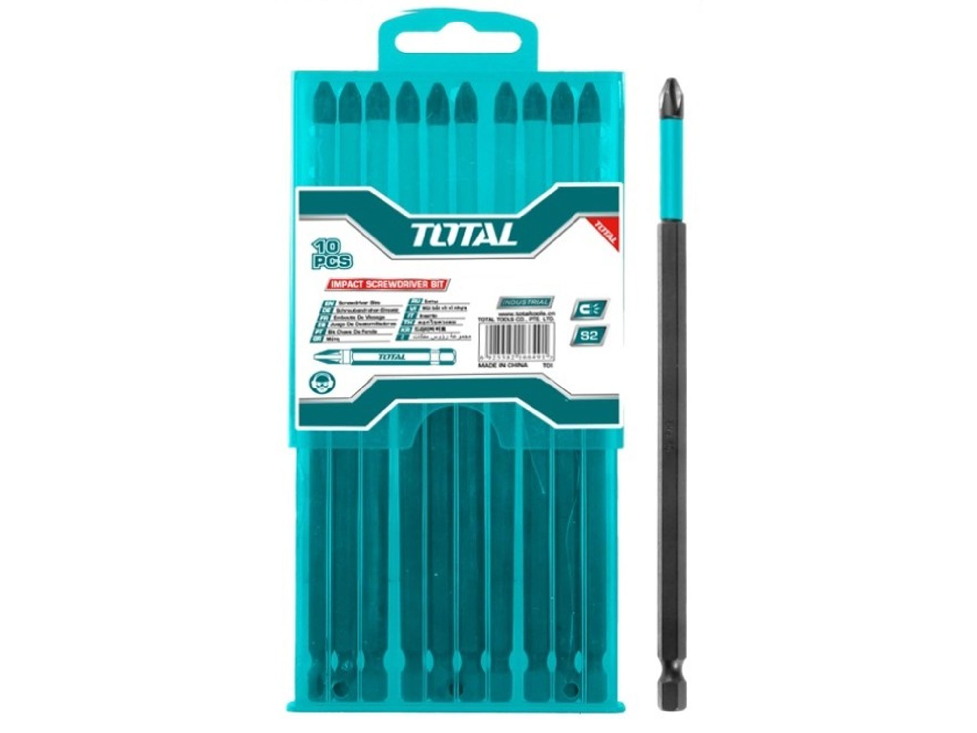 Total Darbeli tornavida uçları, 250 mm, S2, 10'lu set, endüstriyel Total Darbeli tornavida uçları, 250 mm, S2, 10'lu set, endüstriyel